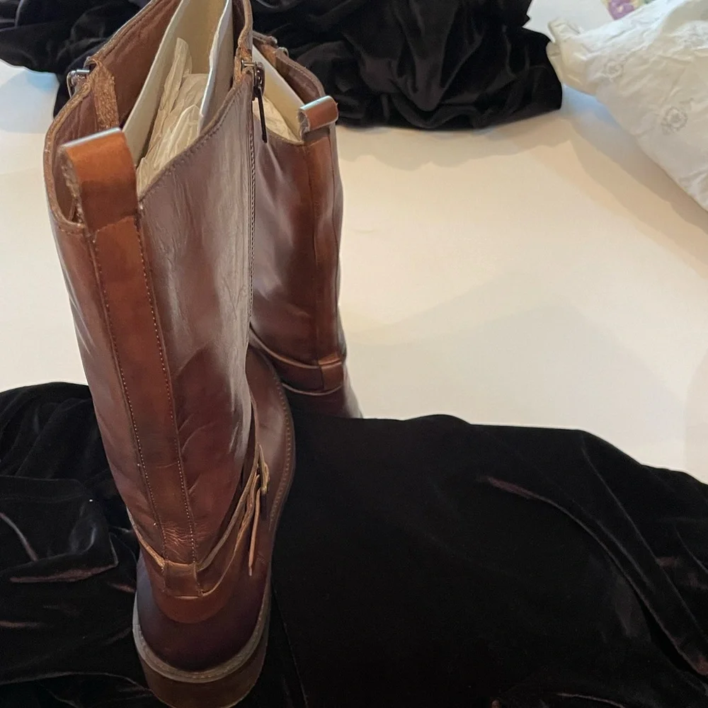 9  Vintage Foundry Co. Cognac Brown Leather Mid-calf Boots  *Philippa* - Picture 12 of 15